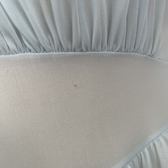 VINTAGE Vanity Fair Pale Blue Nylon Nightgown Maxi Slip Flounce Sleeve S / 32 - Picture 8 of 14